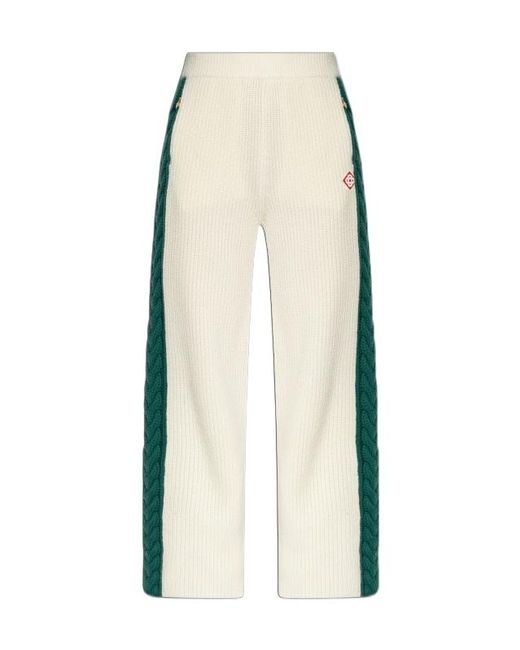 Casablanca White Straight-Leg Cable-Knit Trousers