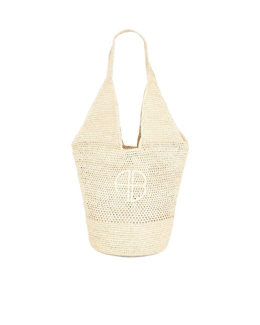 Anine Bing White Leah Logo-Detail Tote Bag