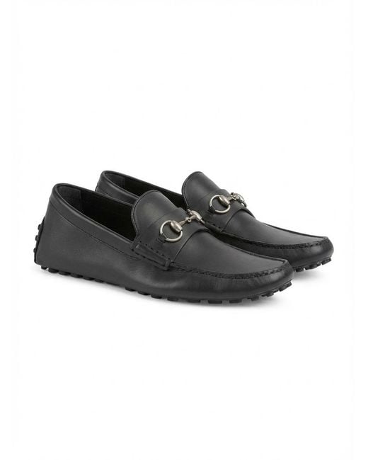 Gucci Black Horsebit Slip-On Drivers for men