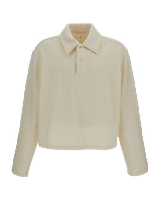 Rier Natural Button Detailed Long-Sleeved Polo Shirt for men