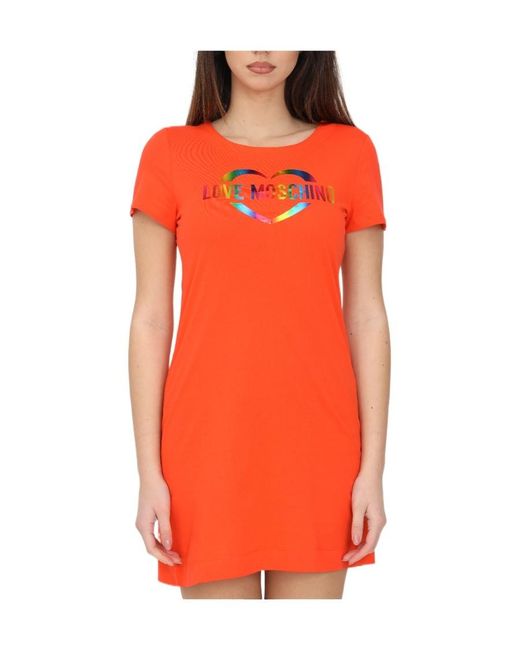 Moschino Orange Logo Details T-Shirt Dress