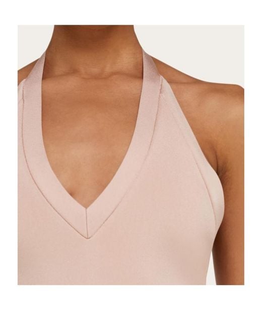 Ferragamo Natural Ferragamo Knitted Halter Neck Dress