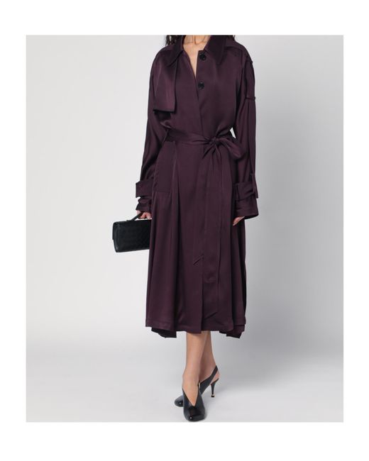 Victoria Beckham Purple Single-Breasted Trench Coat