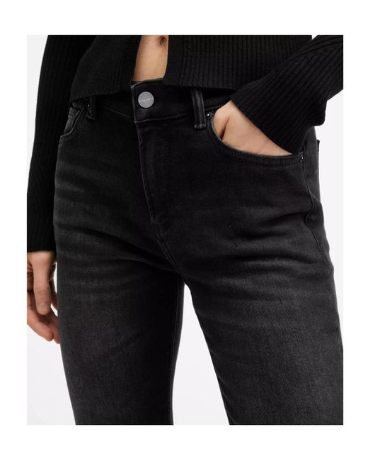 AllSaints Black Haldan Mid-Rise Bootcut Jeans