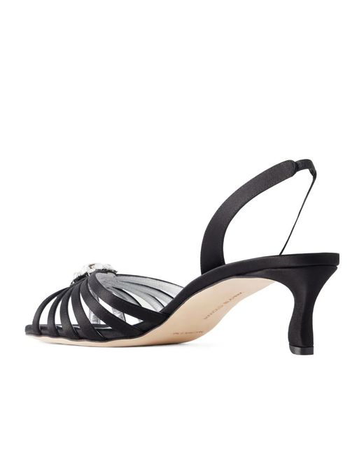 Manolo Blahnik Metallic Embellished Satin Sandals