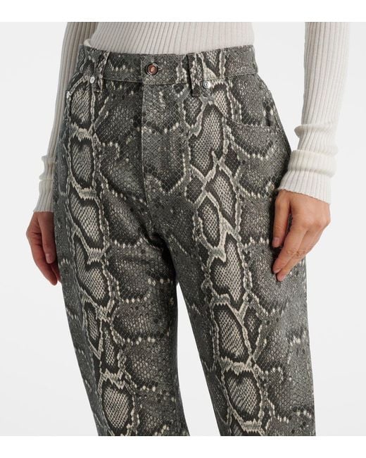 Gabriela Hearst Gray Ezra Snake-Effect High-Rise Bootcut Jeans