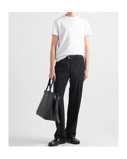 Prada White Logo-Patch Crewneck Three-Pack T-Shirts for men