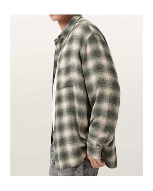AllSaints Green Lumley Check-Pattern Shirt for men