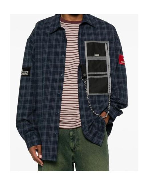 Martine Rose Blue Checked Long-Sleeved Shirt for men