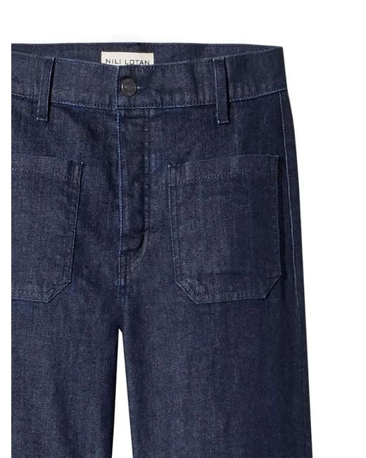 Nili Lotan Blue Florence Patch-Pockets Jeans