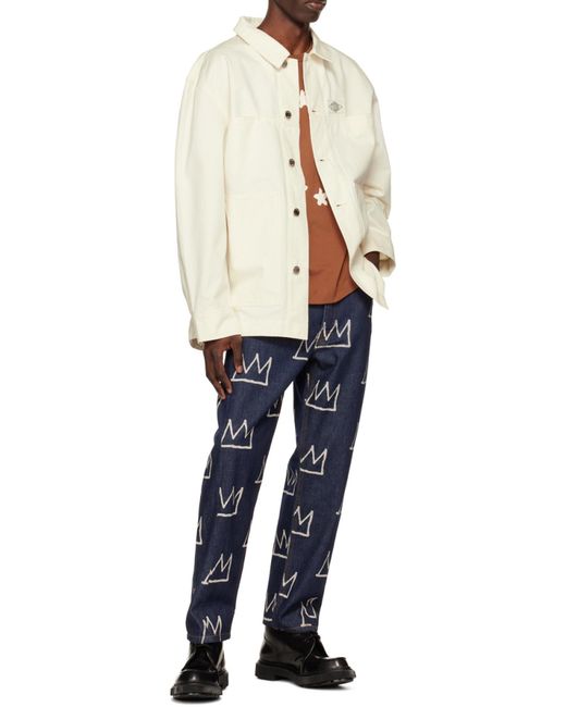 Etudes Studio Blue Crown Printed Logo Patch Jeans for men