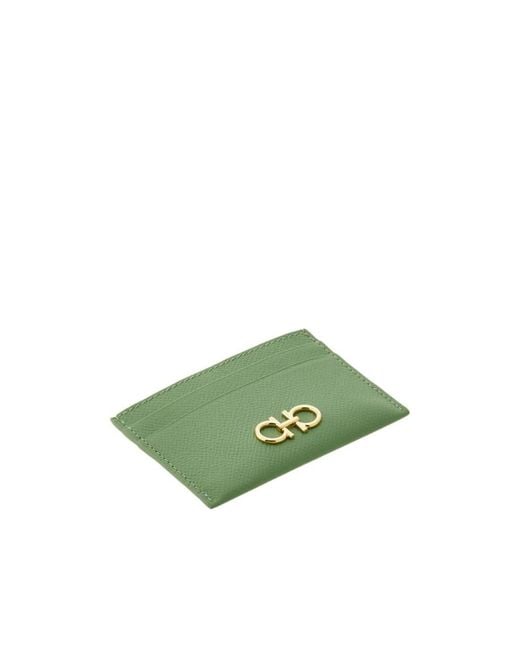 Ferragamo Green Gancini Credit Card Holder