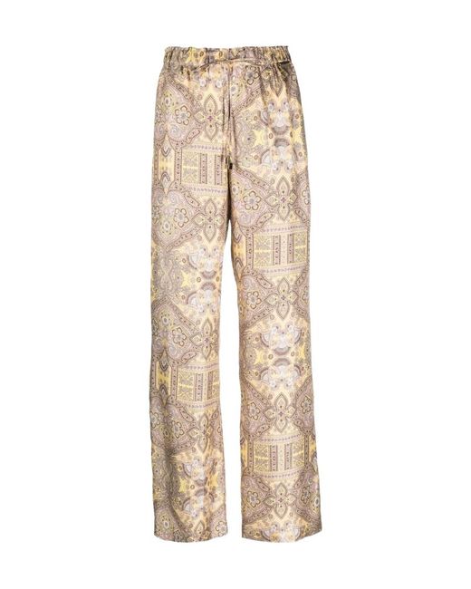 Manzoni 24 Natural Baroque-Print Silk Trousers