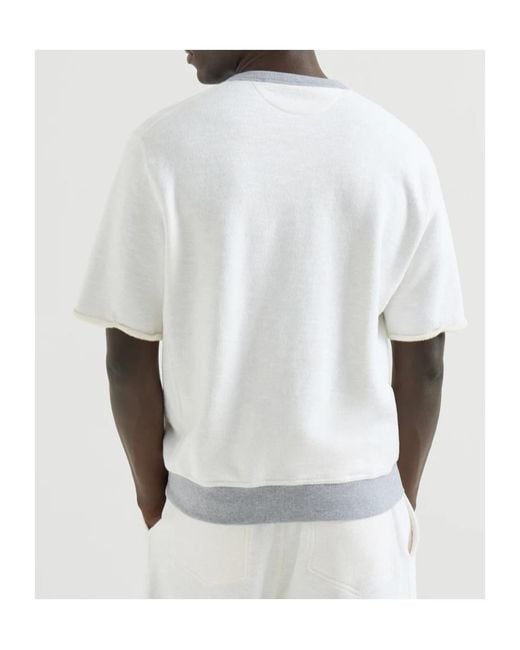 Brunello Cucinelli White Short Sleeved Crewneck T-Shirt for men