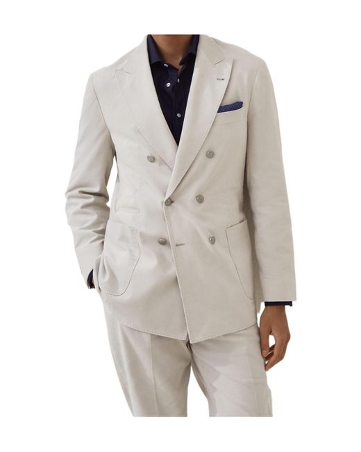 Brunello Cucinelli Gray Double-Breasted Blazer for men