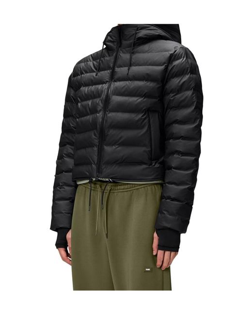 Rains Black Lohja Short Puffer Jacket