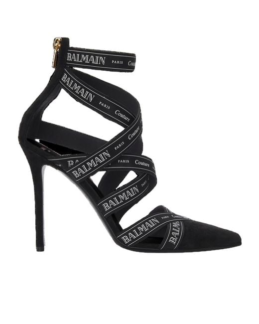 Balmain Black Couture Ribbon Crossover Strap Pumps