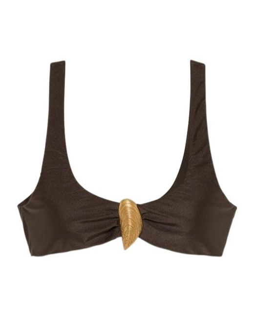 Jonathan Simkhai Brown Veyra Shell Bikini Top