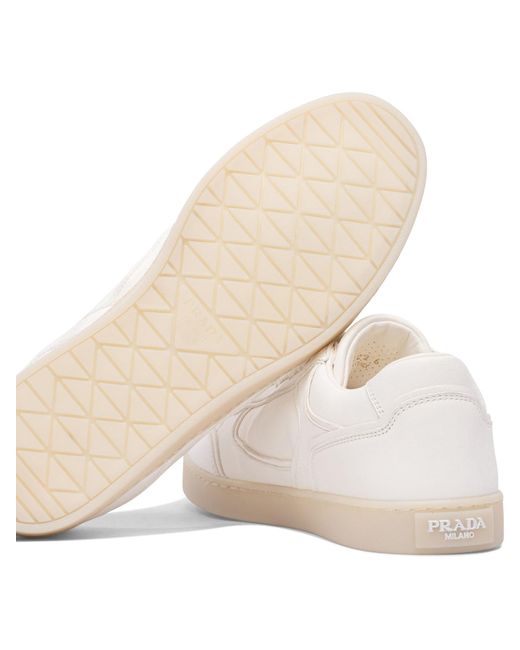 Prada White Round Toe Low Top Casual Shoes for men
