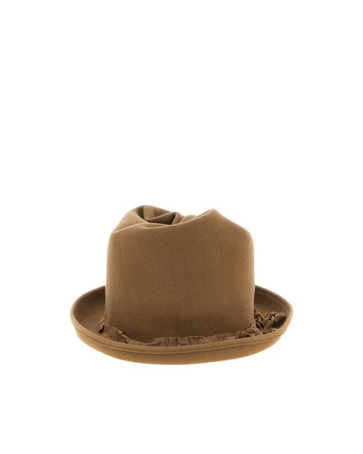 Yohji Yamamoto Brown Curled Crown Hat for men