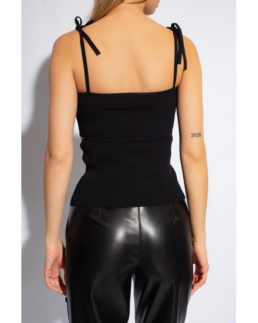 Nanushka Black Savera Ribbed Top