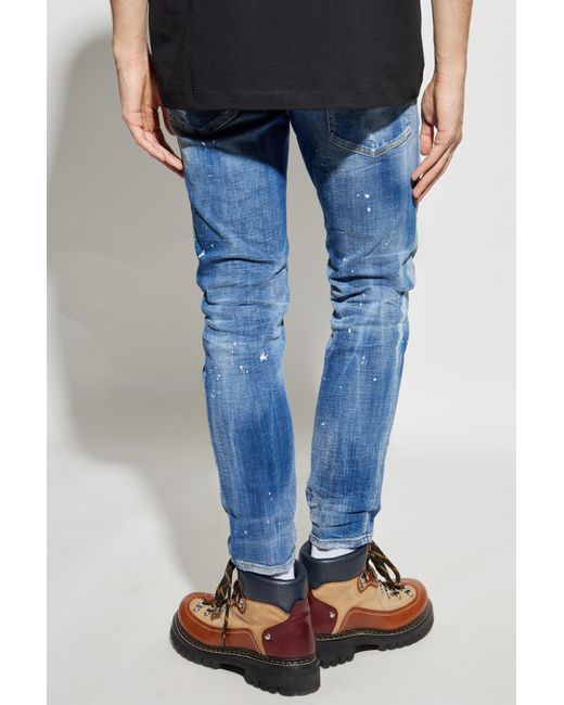 DSquared² Blue Medium Spots Wash Skater Distressed Jeans for men