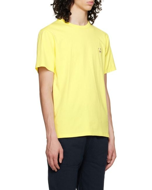 Maison Kitsuné Yellow Maison Kitsuné Fox Patch Crewneck T-Shirt for men