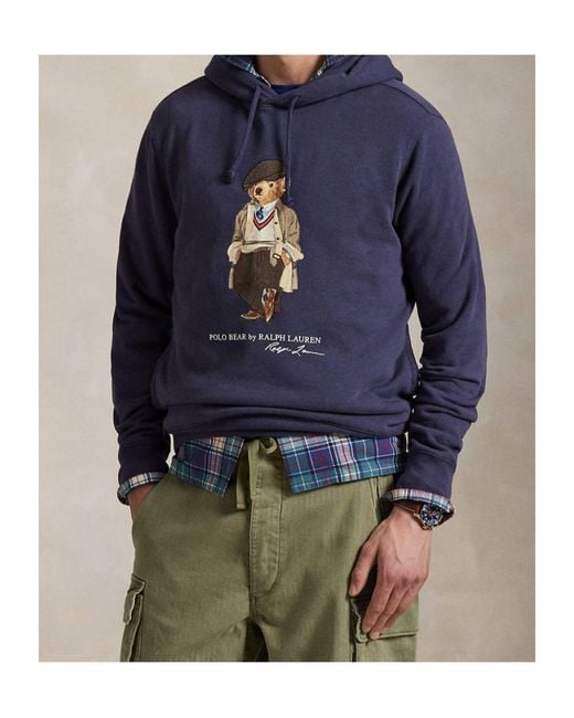 Polo Ralph Lauren Blue Embroidered Drawstring Hoodie for men