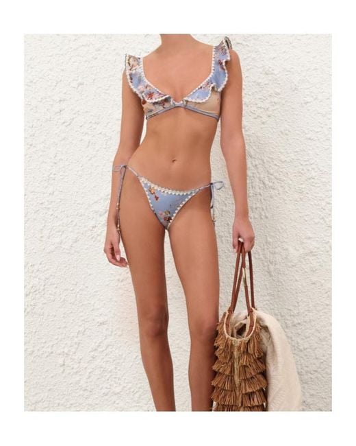 Zimmermann Blue Awaken Crochet Tri Bikini Top