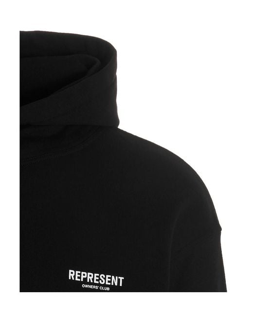 Represent Black Logo-Print Hoodie for men