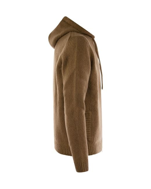 Fedeli Green Hooded Zip-Up Cardigan for men
