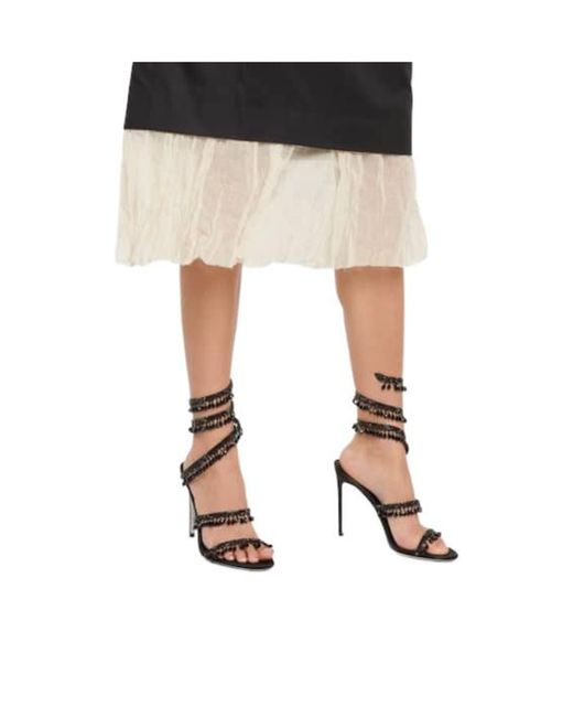 Rene Caovilla Black Chandelier Embellished Satin Sandals