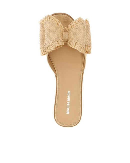 Mach & Mach Natural Mach Mach Bow Detailed Flat Sandals