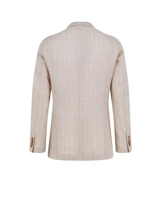 Lardini White Textured Double-Breasted Blazer for men
