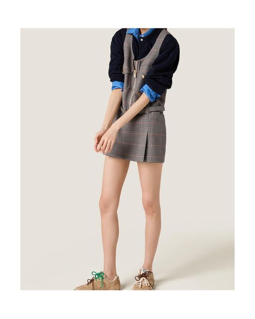 Miu Miu Gray Checked Dress