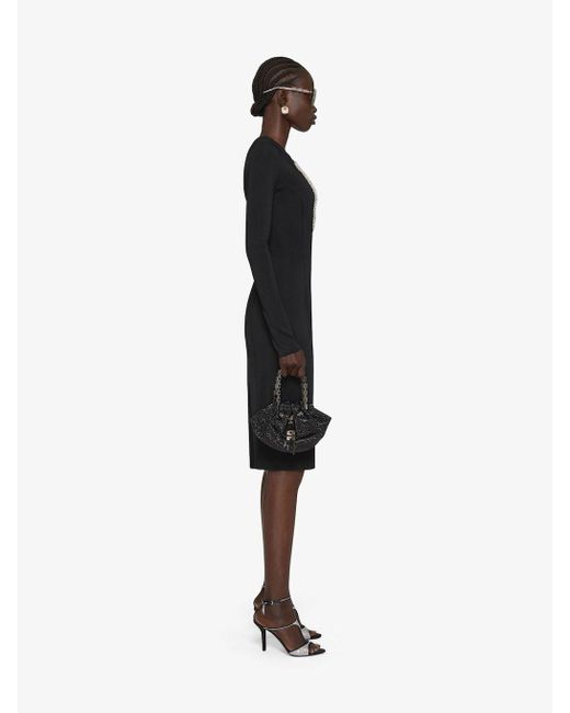 Givenchy Black Pear-Embroidered Midi Dress