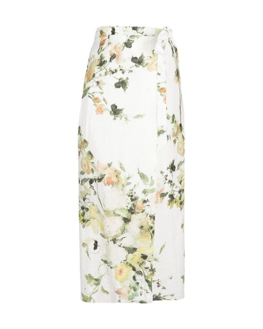 Erdem Metallic Hermia Linen Midi Skirt