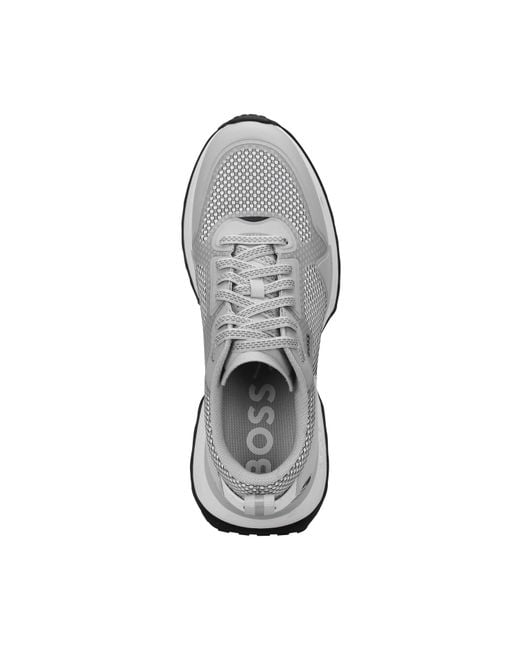 Boss Gray Meshpanel Trainers for men