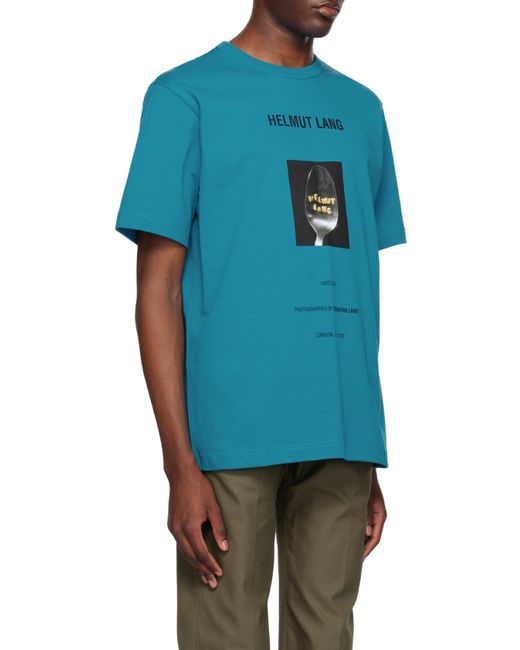 Helmut Lang Blue Photograph-Print Cotton T-Shirt for men