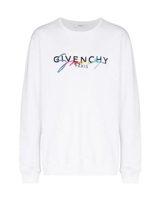 Givenchy White Embroidered Logo Sweater for men