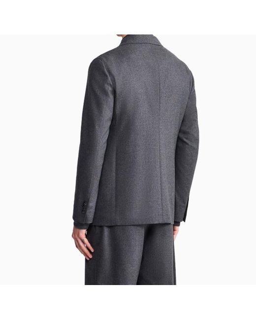 Giorgio Armani Blue Unlined Single-Breasted Stretch Cashmere Jacket With Two Buttons for men