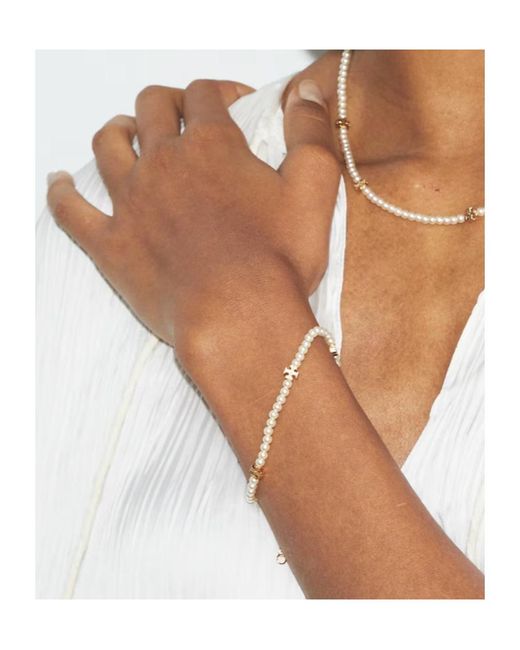 Tory Burch Metallic Kira Pearl Bracelet