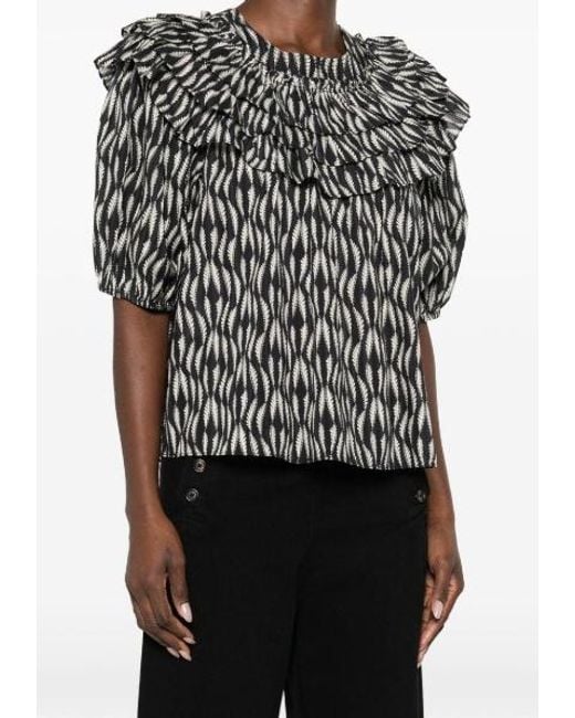 Ulla Johnson Black Round-Neck Pullover Shirt
