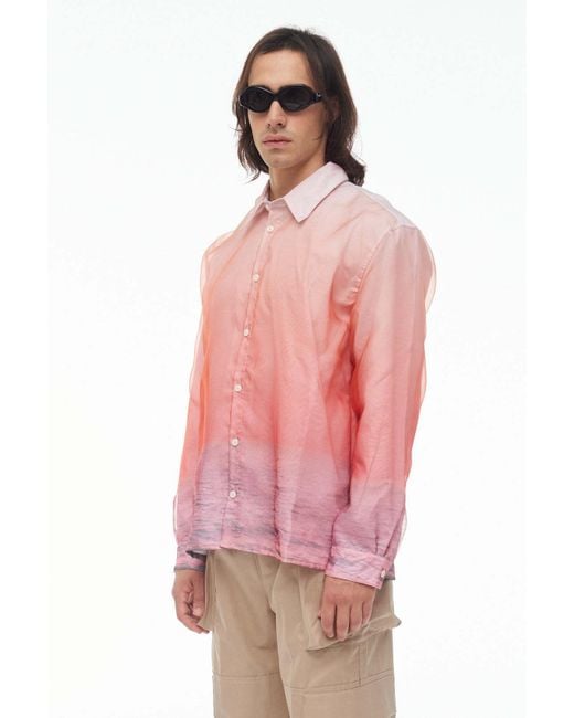 Bonsai Pink Gradient-Effect Cotton Shirt for men