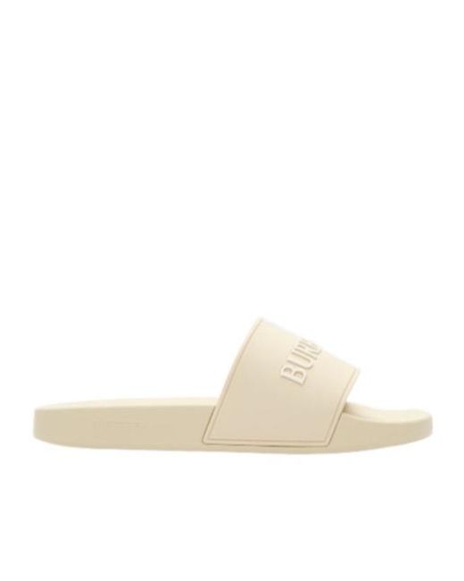 Burberry White Logo Slides