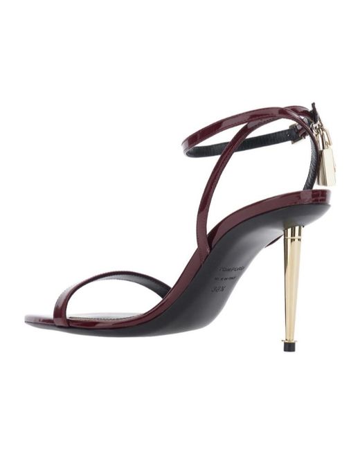Tom Ford Metallic Padlock-Detail Ankle-Strap Sandals