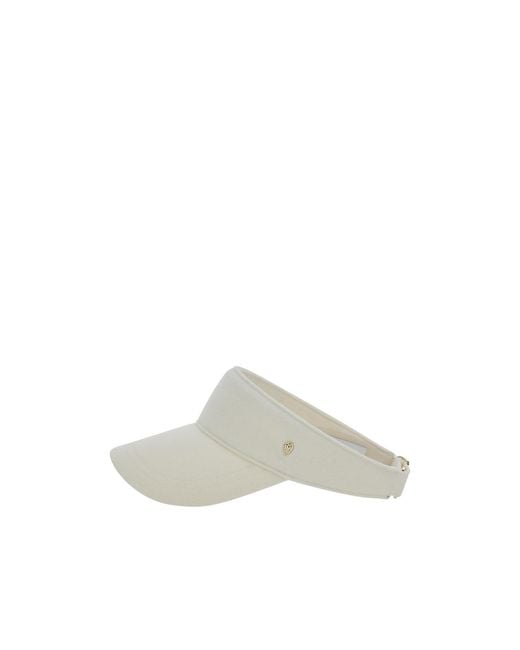 Helen Kaminski White Logo-Plaque Wool Hat
