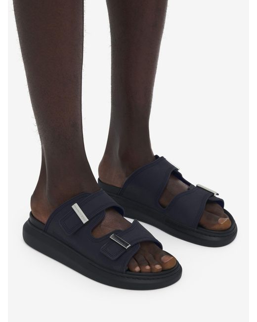 McQueen Blue Hybrid Slides for men