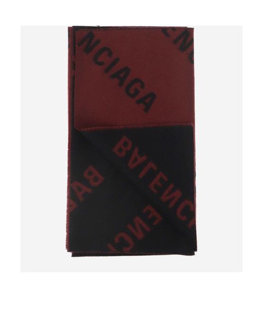 Balenciaga Purple Brushed Wool-Knit Logo Scarf