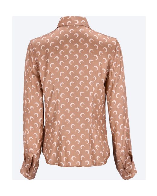 MARINE SERRE Pink Crescent Moon-Printed Buttoned Shirt